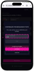 Codigo de verificação da Elephant Bet